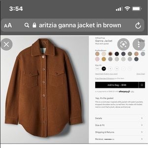 Aritzia Ganna Jacket in Foxfire Brown like new condition